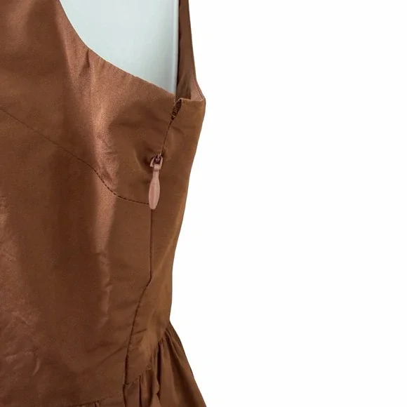 Wilfred Aritzia Tiered Midi Dress Size S Chocolate Brown Event Wedding Guest - Picture 10 of 11